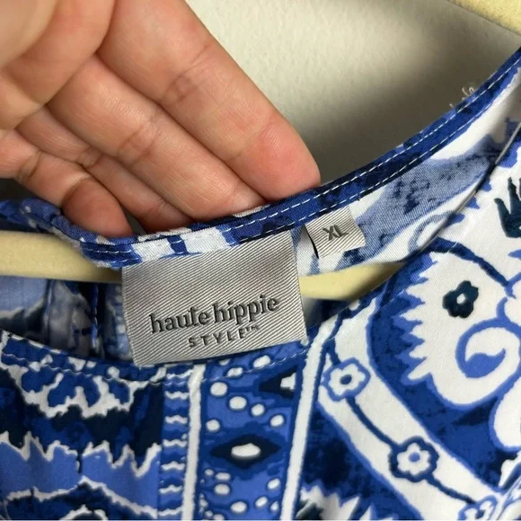 Haute Hippie style Batik printed sleeveless tank blouse size: XL - Picture 6 of 10